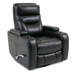 Fauteuil berçant pivotant inclinable avec rangement - noir