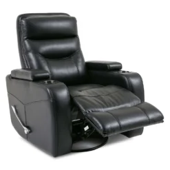 Fauteuil berçant pivotant inclinable avec rangement - noir
