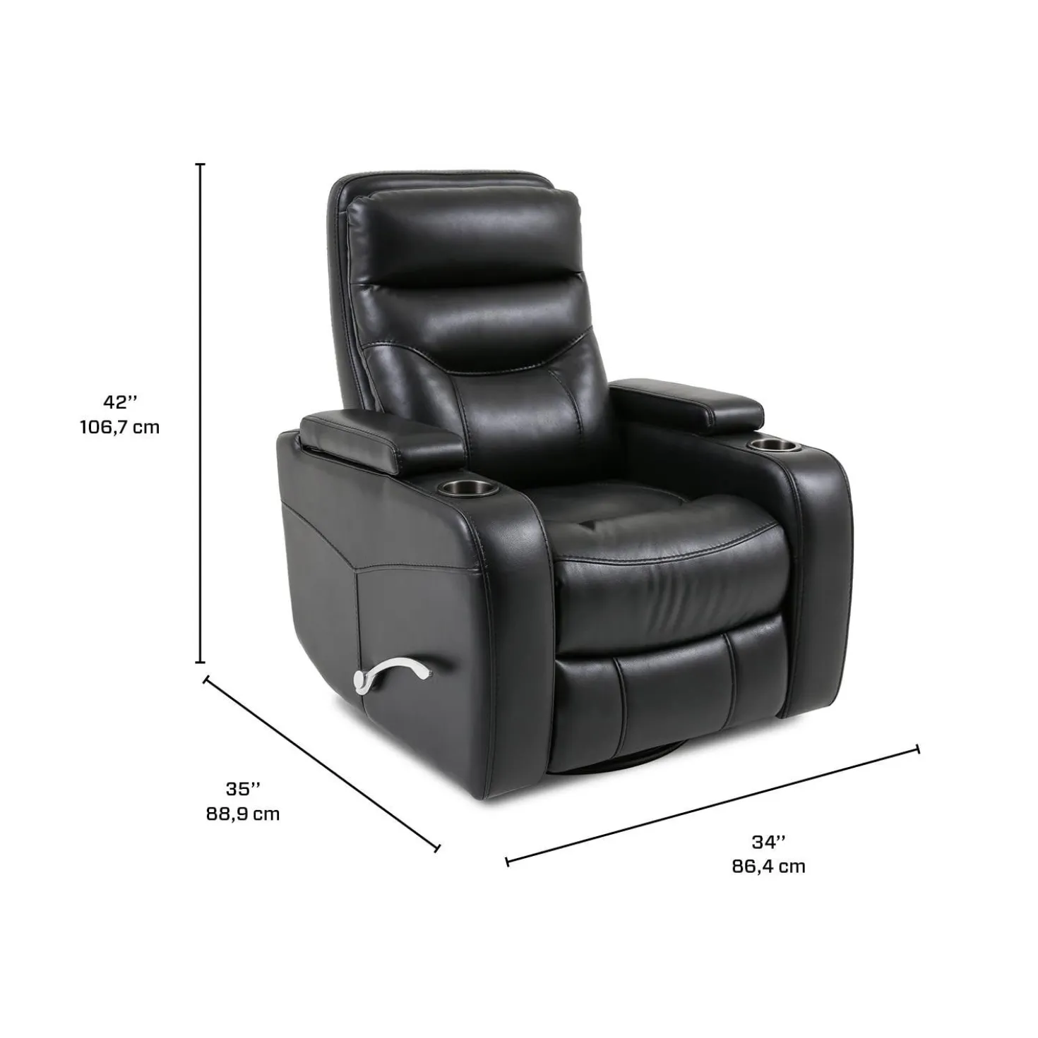 Fauteuil berçant pivotant inclinable avec rangement - noir