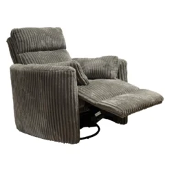 Fauteuil berçant pivotant inclinable en velours côtelé - gris