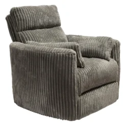 Fauteuil berçant pivotant inclinable en velours côtelé - gris