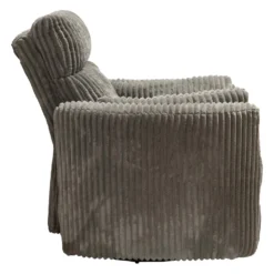 Fauteuil berçant pivotant inclinable en velours côtelé - gris