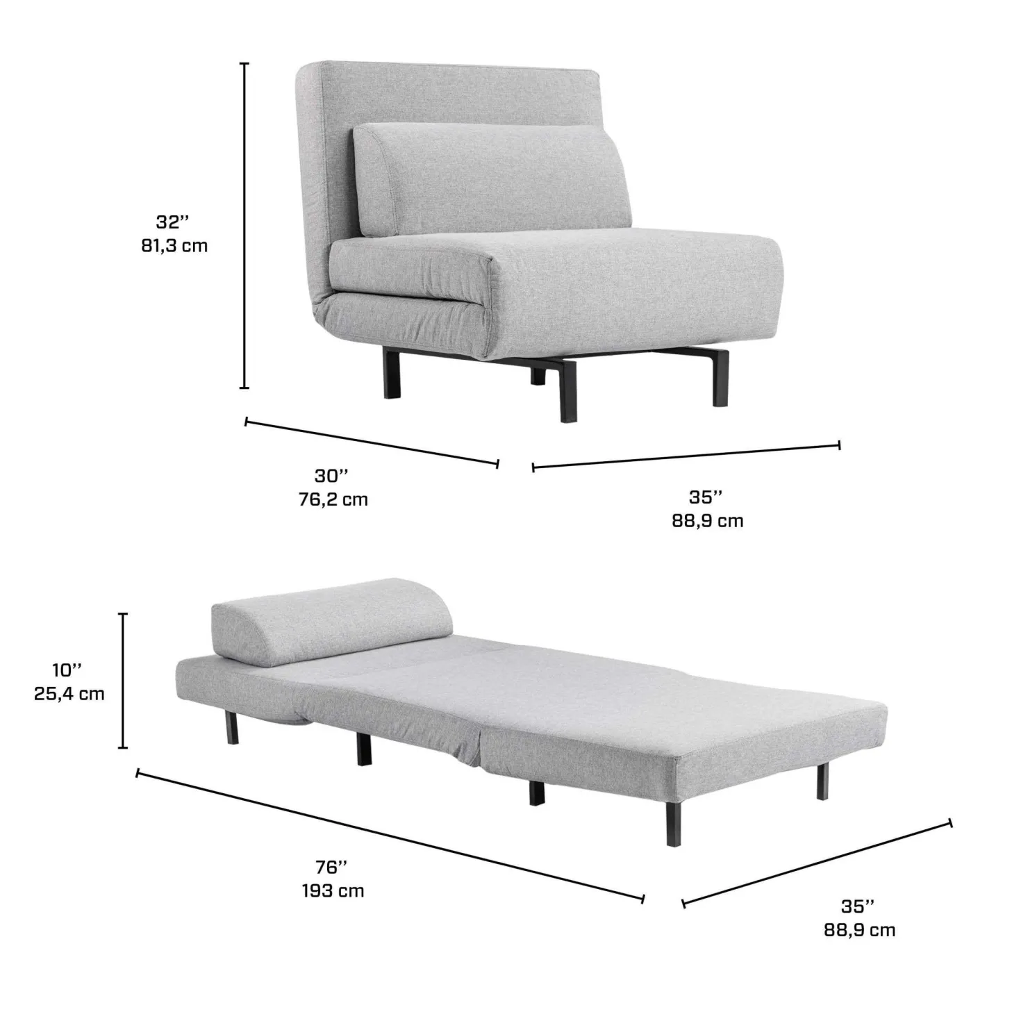 Fauteuil convertible pivotant - gris