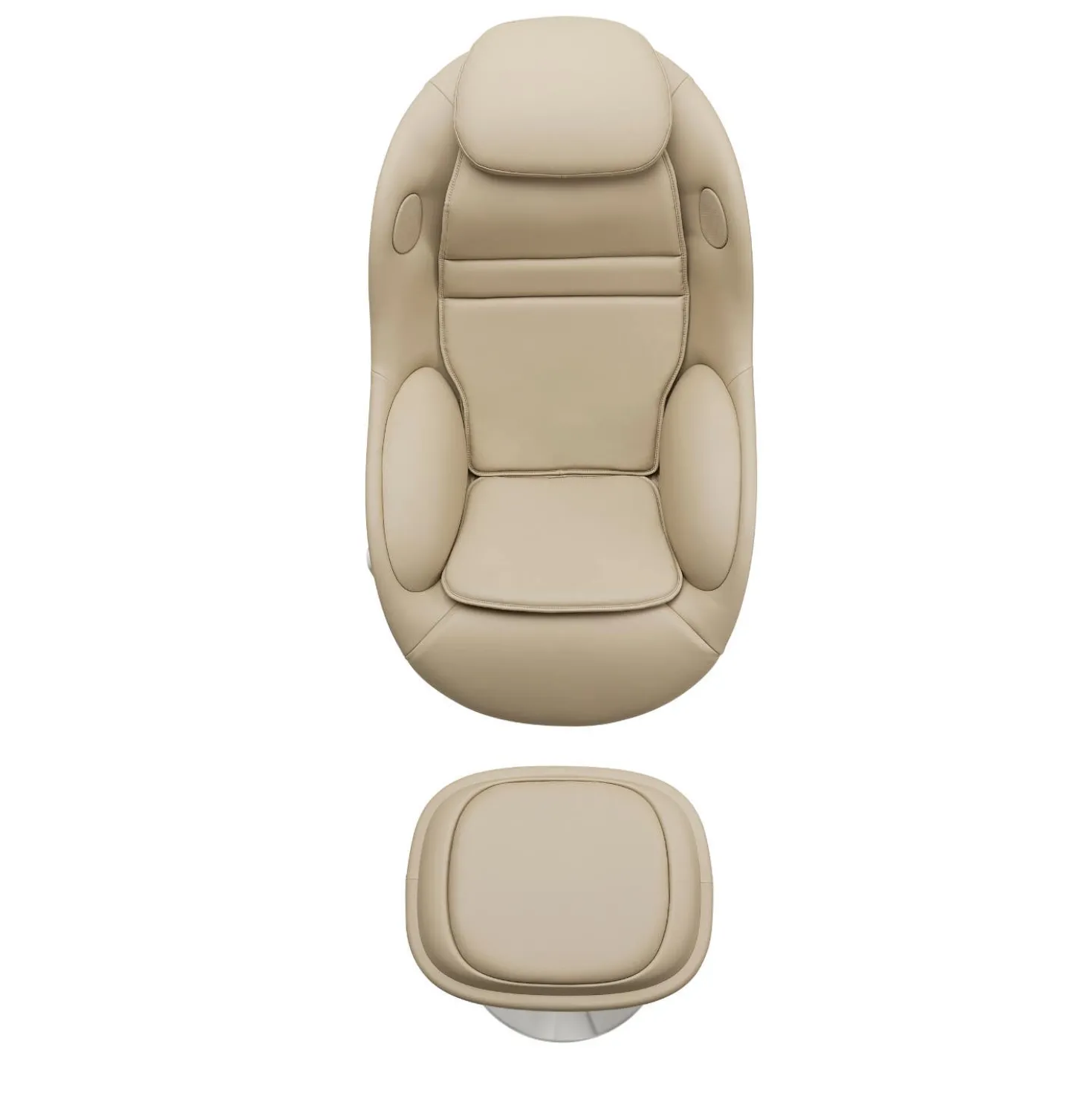 Fauteuil de massage inclinable électrique avec ottoman en cuir synthétique - beige