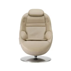 Fauteuil de massage inclinable électrique avec ottoman en cuir synthétique - beige