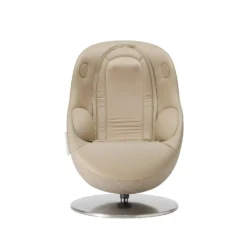 Fauteuil de massage inclinable électrique avec ottoman en cuir synthétique - beige