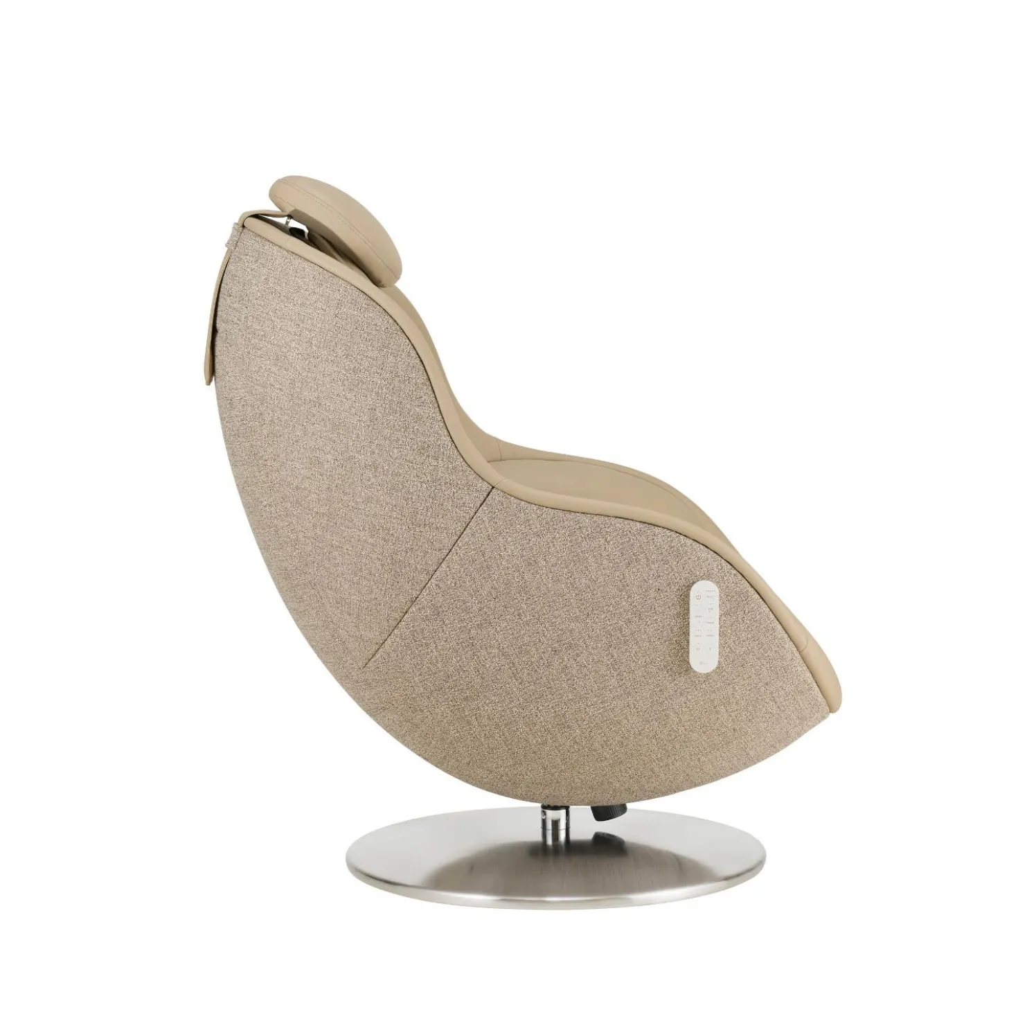 Fauteuil de massage inclinable électrique avec ottoman en cuir synthétique - beige