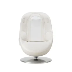 Fauteuil de massage inclinable électrique avec ottoman en cuir synthétique - blanc