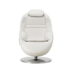 Fauteuil de massage inclinable électrique avec ottoman en cuir synthétique - blanc