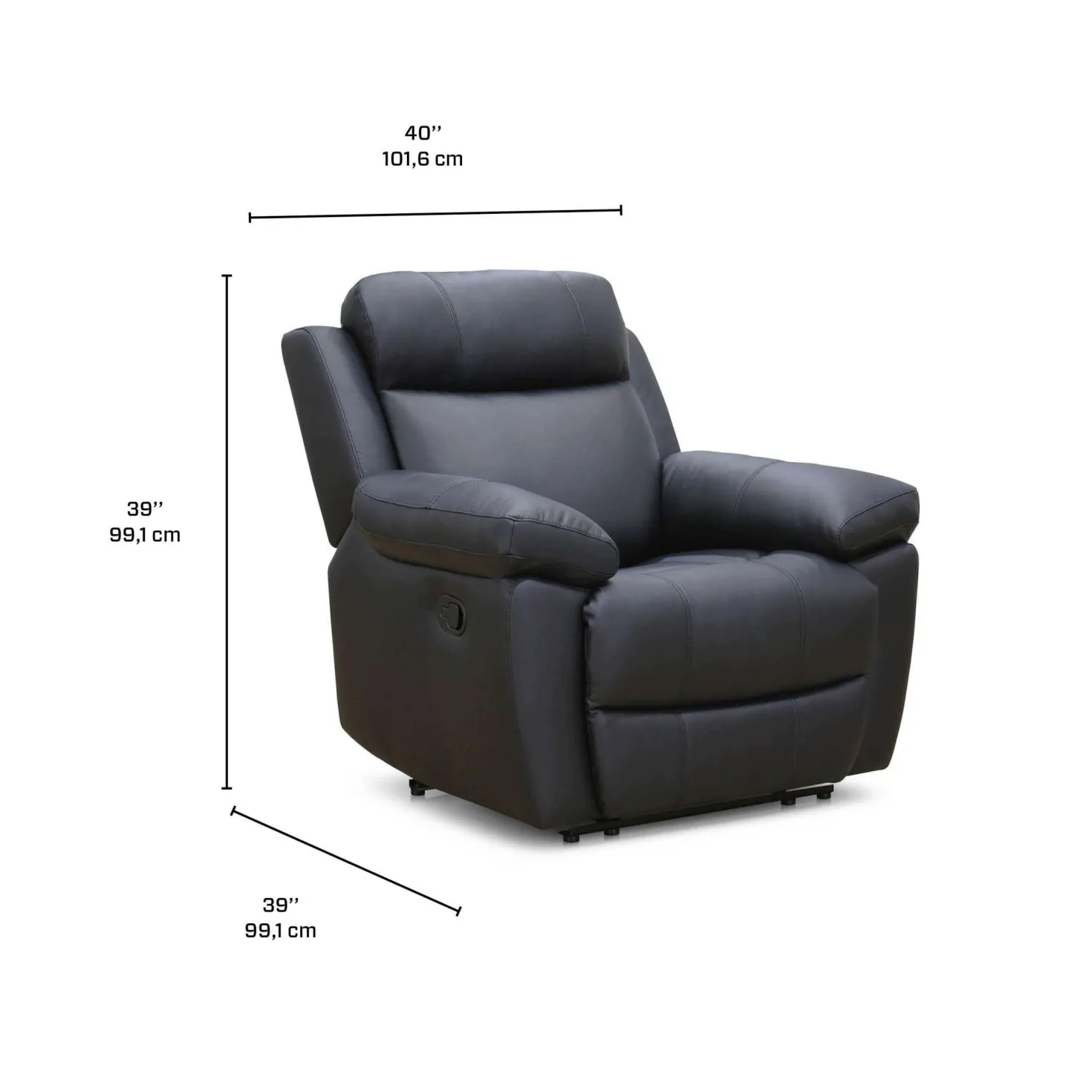 Fauteuil inclinable et berçant en cuir véritable
