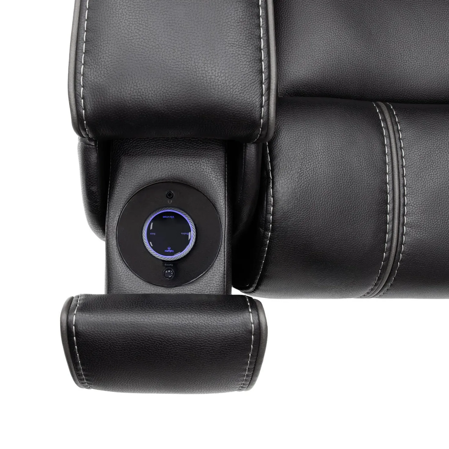 Fauteuil inclinable électrique avec appui-tête ajustable, commandes rétractables et système de son immersif