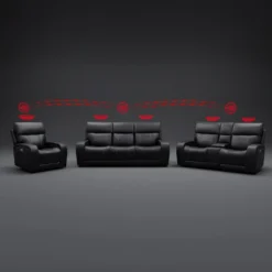 Fauteuil inclinable électrique avec appui-tête ajustable, commandes rétractables et système de son immersif