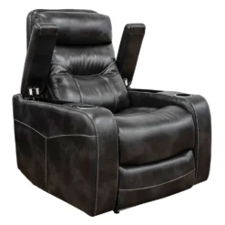 Fauteuil inclinable électrique avec rangement, porte-gobelets et éclairage DEL - gris