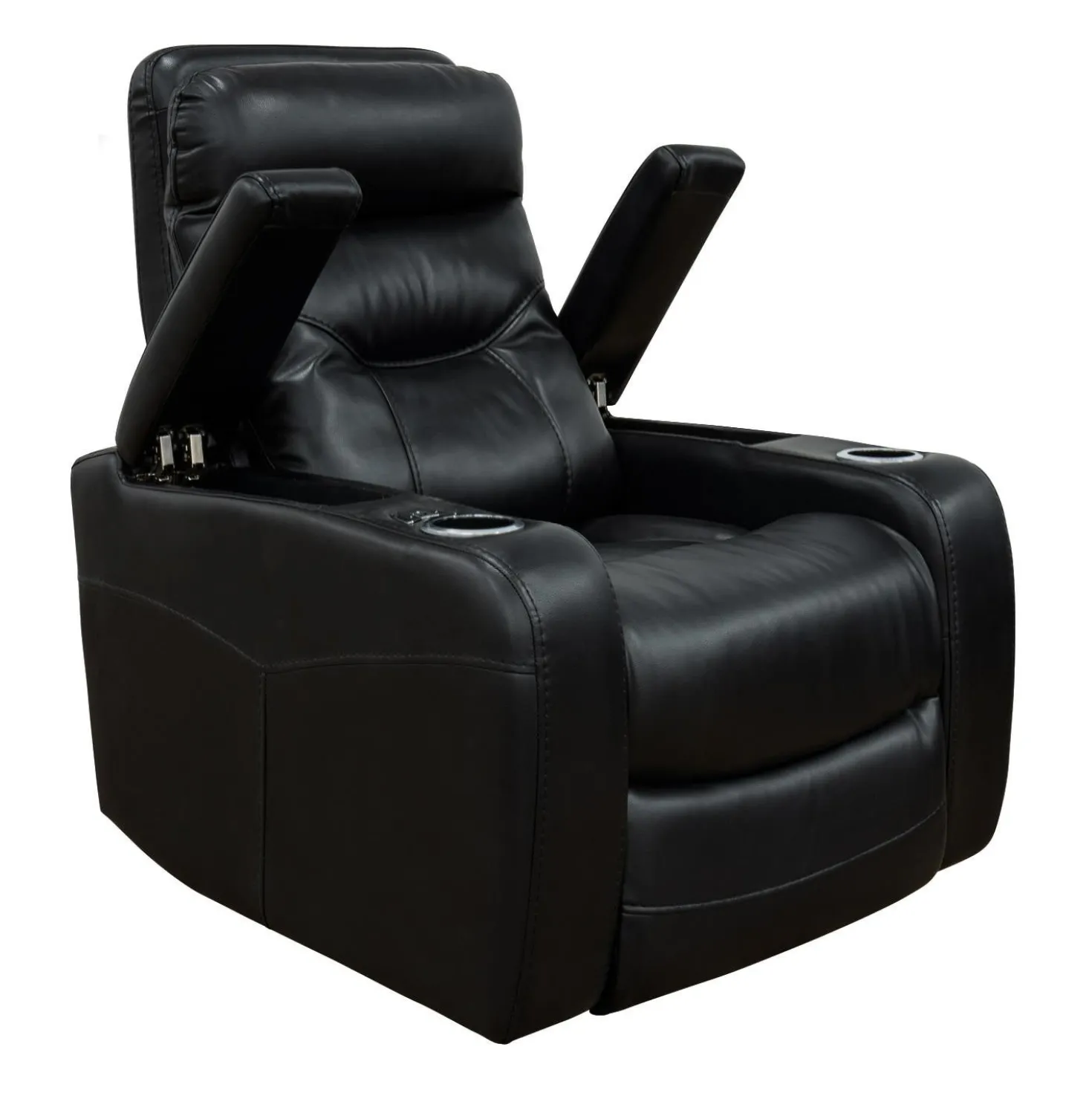 Fauteuil inclinable électrique avec rangement, porte-gobelets et éclairage DEL - noir