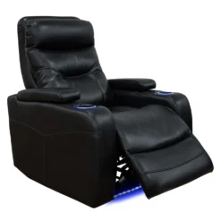 Fauteuil inclinable électrique avec rangement, porte-gobelets et éclairage DEL - noir