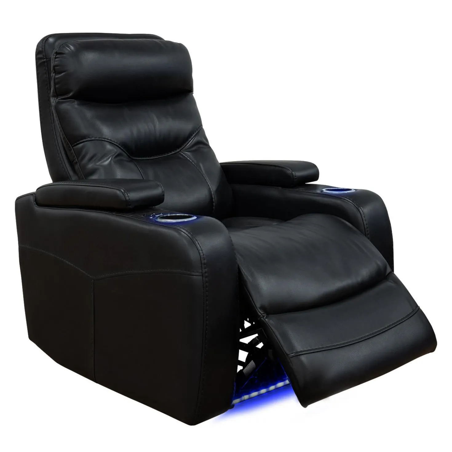 Fauteuil inclinable électrique avec rangement, porte-gobelets et éclairage DEL - noir