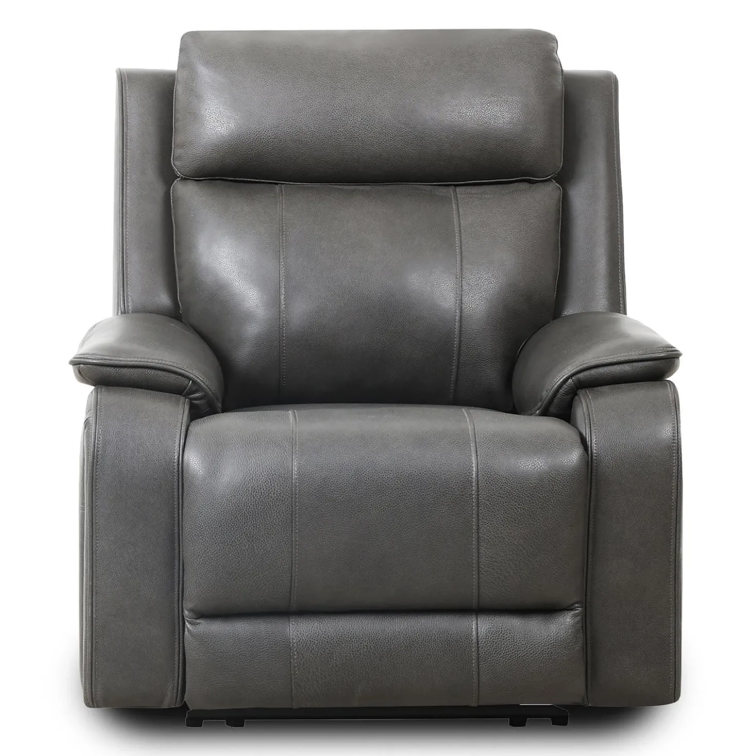 Fauteuil inclinable électrique en cuir avec appui-tête ajustable - gris