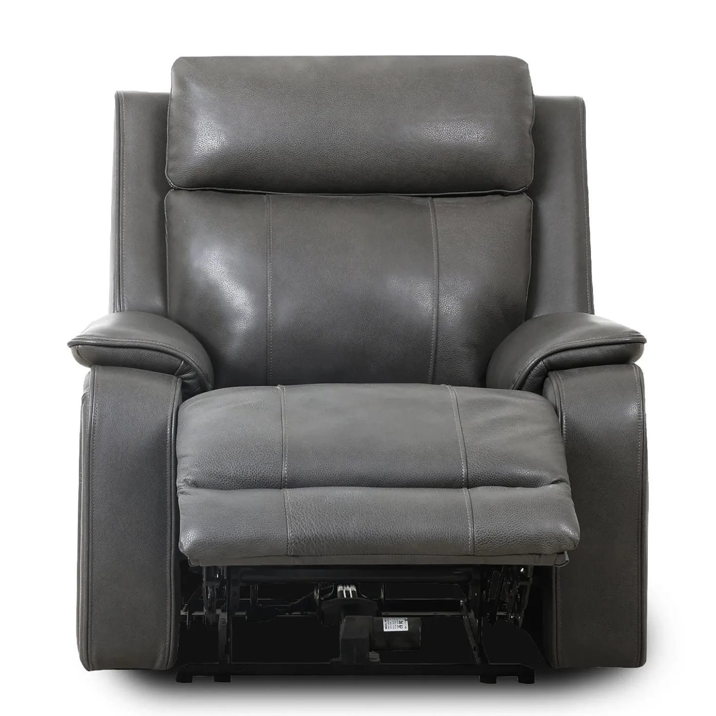 Fauteuil inclinable électrique en cuir avec appui-tête ajustable - gris