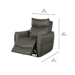 Fauteuil inclinable électrique en cuir véritable à 3 moteurs - appui-tête, repose-pieds et soutien lombaire