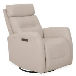 Fauteuil inclinable électrique en cuir véritable - beige