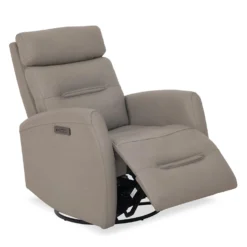 Fauteuil inclinable électrique en cuir véritable - gris