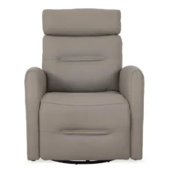 Fauteuil inclinable électrique en cuir véritable - gris