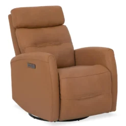 Fauteuil inclinable électrique en cuir véritable - tan