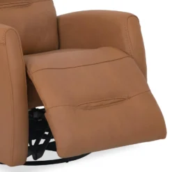 Fauteuil inclinable électrique en cuir véritable - tan