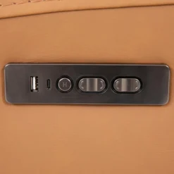 Fauteuil inclinable électrique en cuir véritable - tan