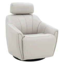 Fauteuil inclinable pivotant électrique en cuir avec système audio intégré - beige