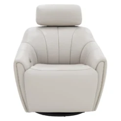 Fauteuil inclinable pivotant électrique en cuir avec système audio intégré - beige
