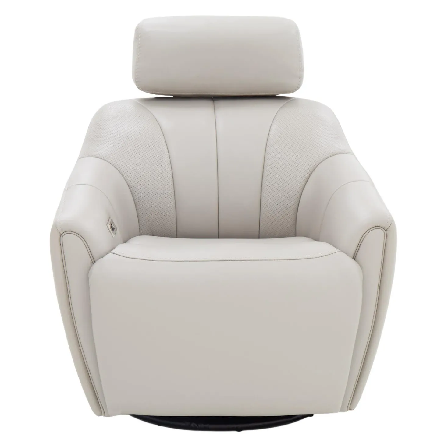 Fauteuil inclinable pivotant électrique en cuir avec système audio intégré - beige