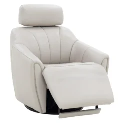 Fauteuil inclinable pivotant électrique en cuir avec système audio intégré - beige