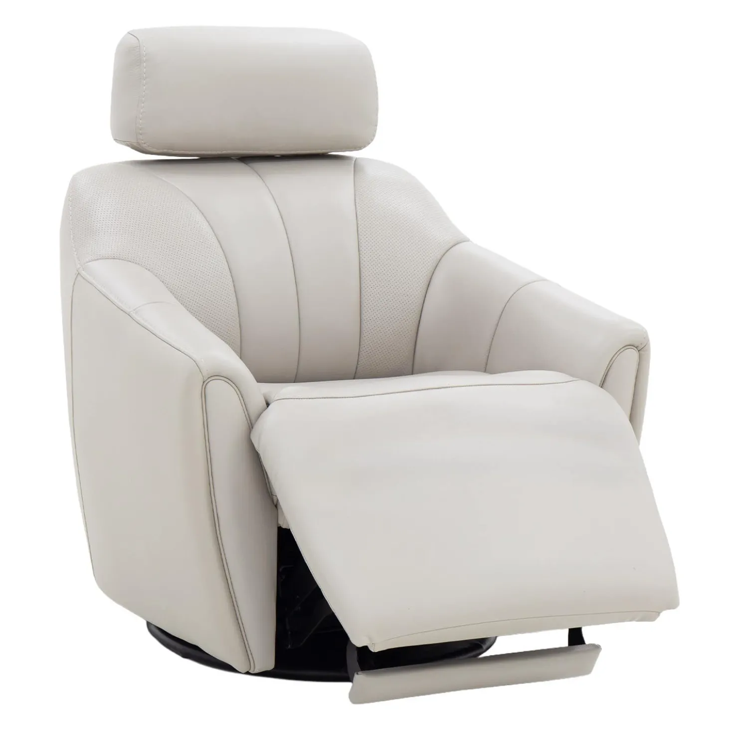 Fauteuil inclinable pivotant électrique en cuir avec système audio intégré - beige