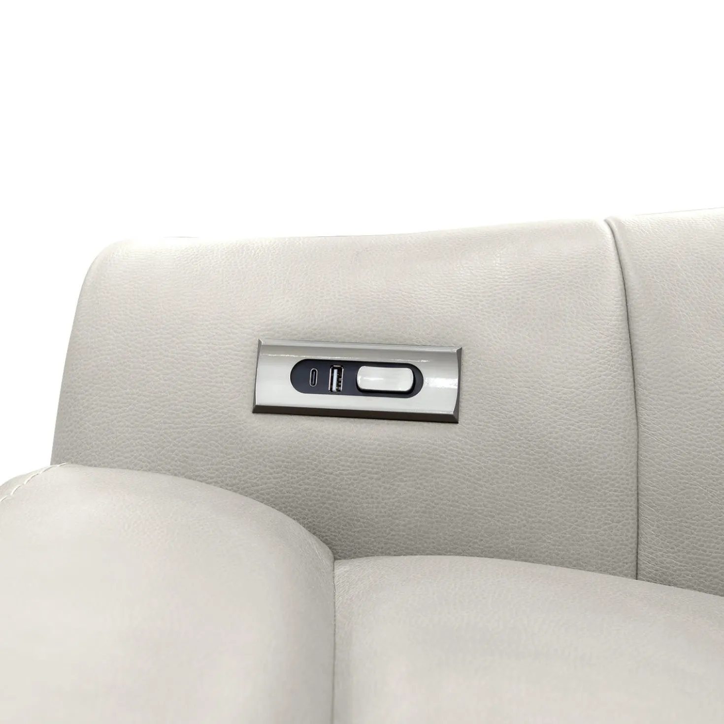 Fauteuil inclinable pivotant électrique en cuir avec système audio intégré - beige