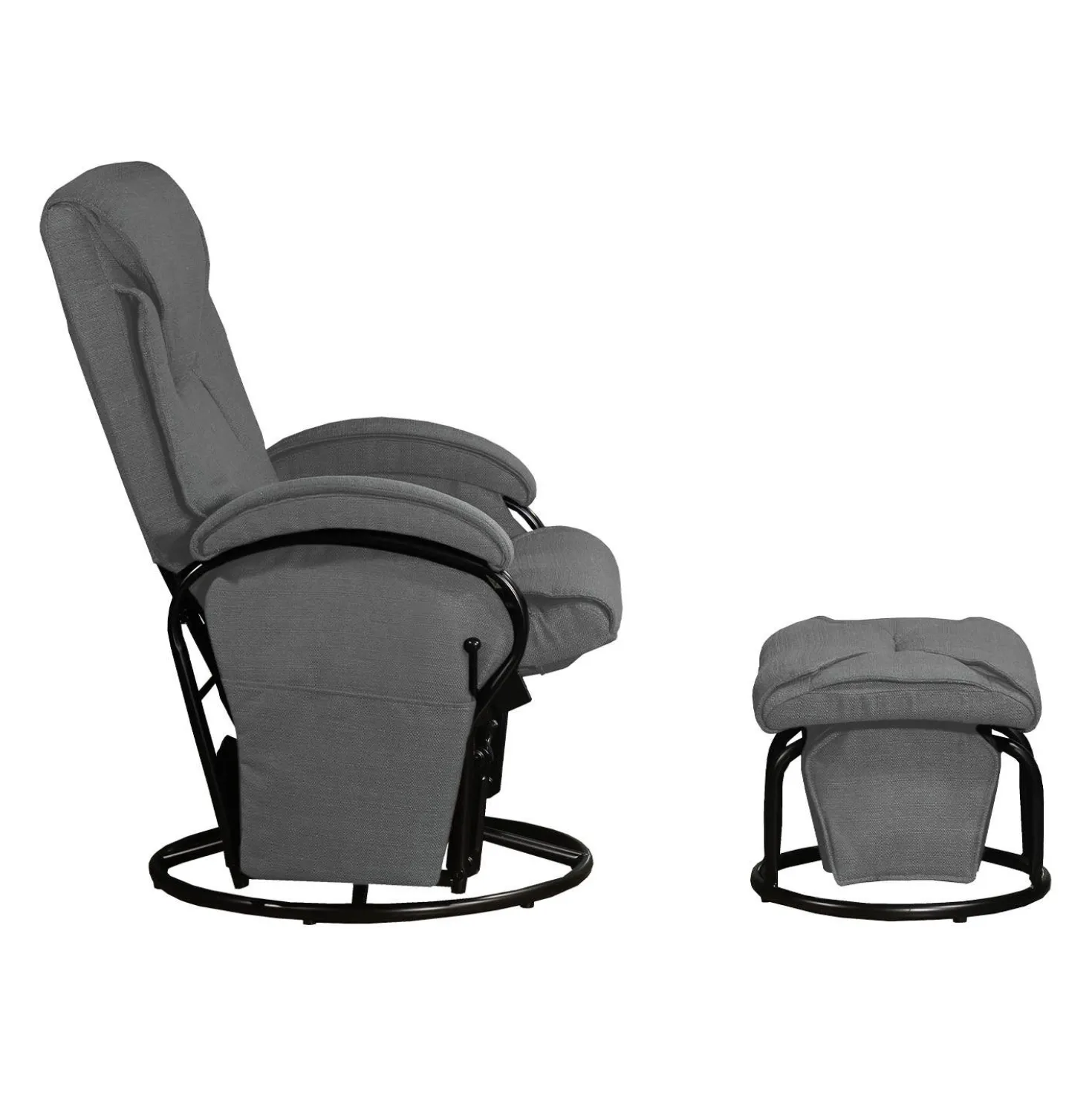 Fauteuil inclinable, pivotant et berçant à billes avec repose-pieds