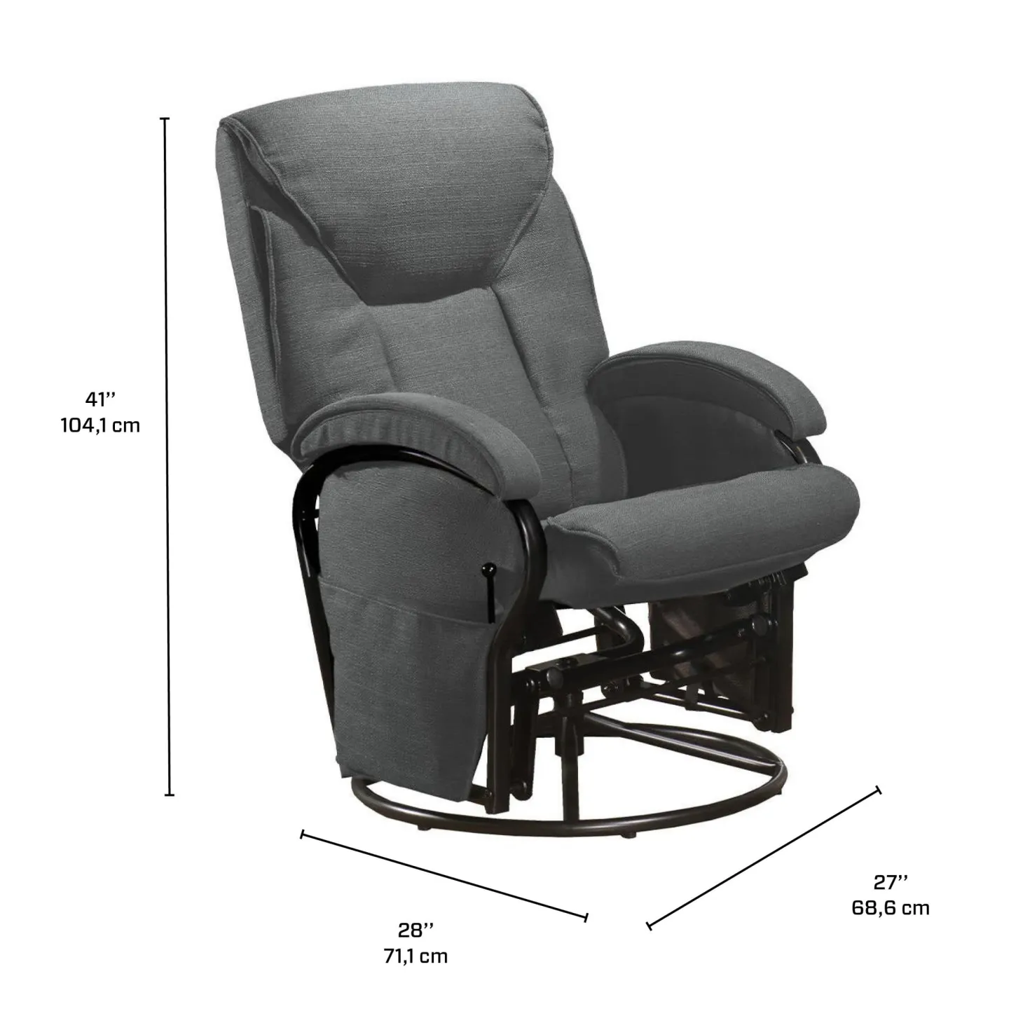 Fauteuil inclinable, pivotant et berçant à billes avec repose-pieds
