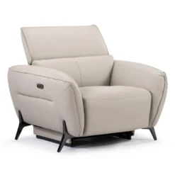 Fauteuil électrique inclinable avec appui-tête ajustable - cuir véritable
