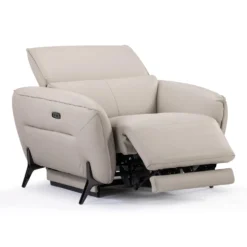 Fauteuil électrique inclinable avec appui-tête ajustable - cuir véritable