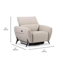 Fauteuil électrique inclinable avec appui-tête ajustable - cuir véritable