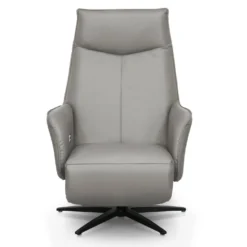 Fauteuil électrique inclinable et pivotant en cuir véritable - sable