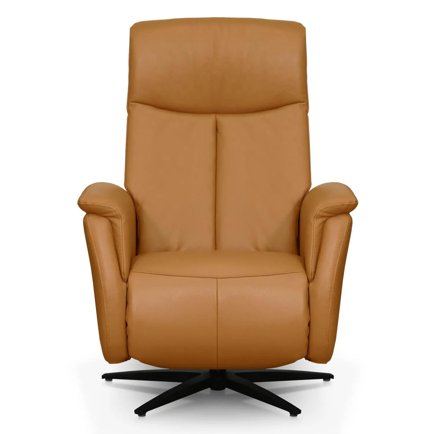 Fauteuil électrique inclinable et pivotant en cuir véritable - tan