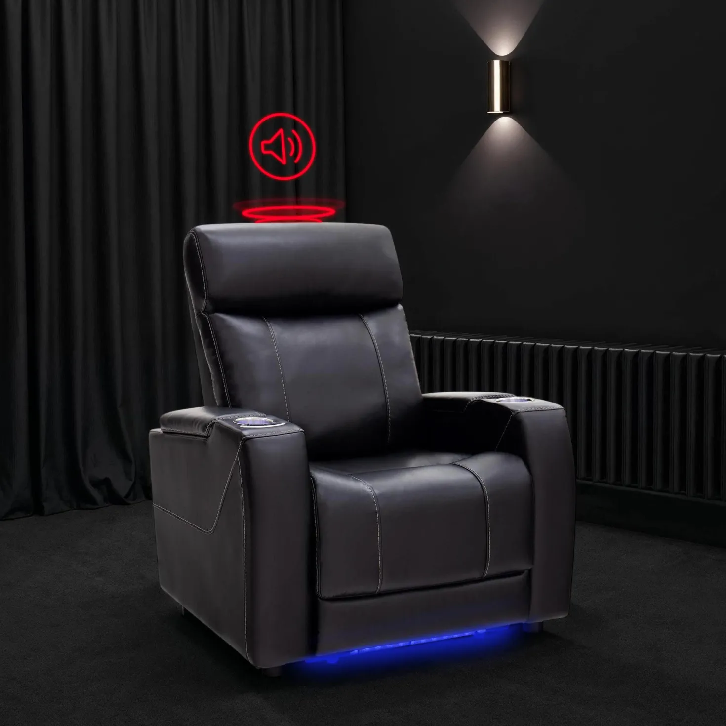Fauteuil électrique inclinable et système audio intégré - noir