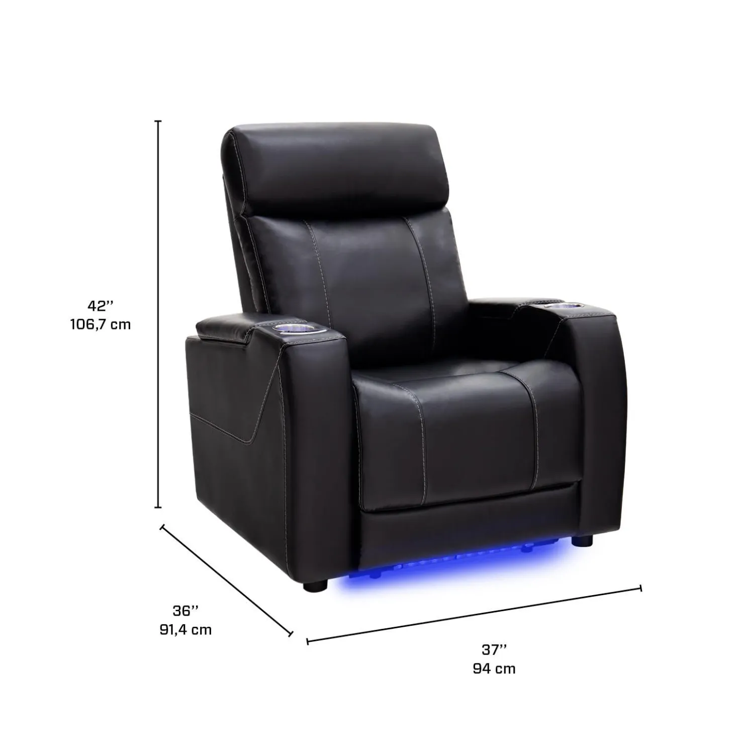 Fauteuil électrique inclinable et système audio intégré - noir