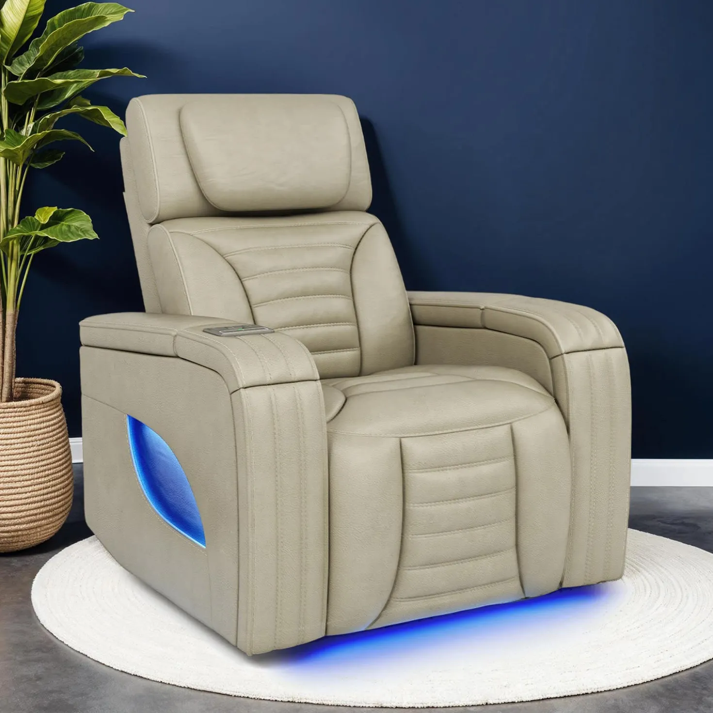 Fauteuil modulaire électrique inclinable avec massage, chaleur et porte-gobelets rétractables