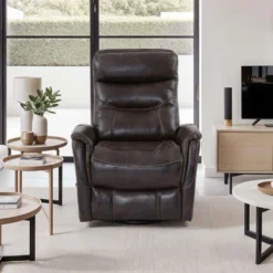 Fauteuil pivotant inclinable en cuir