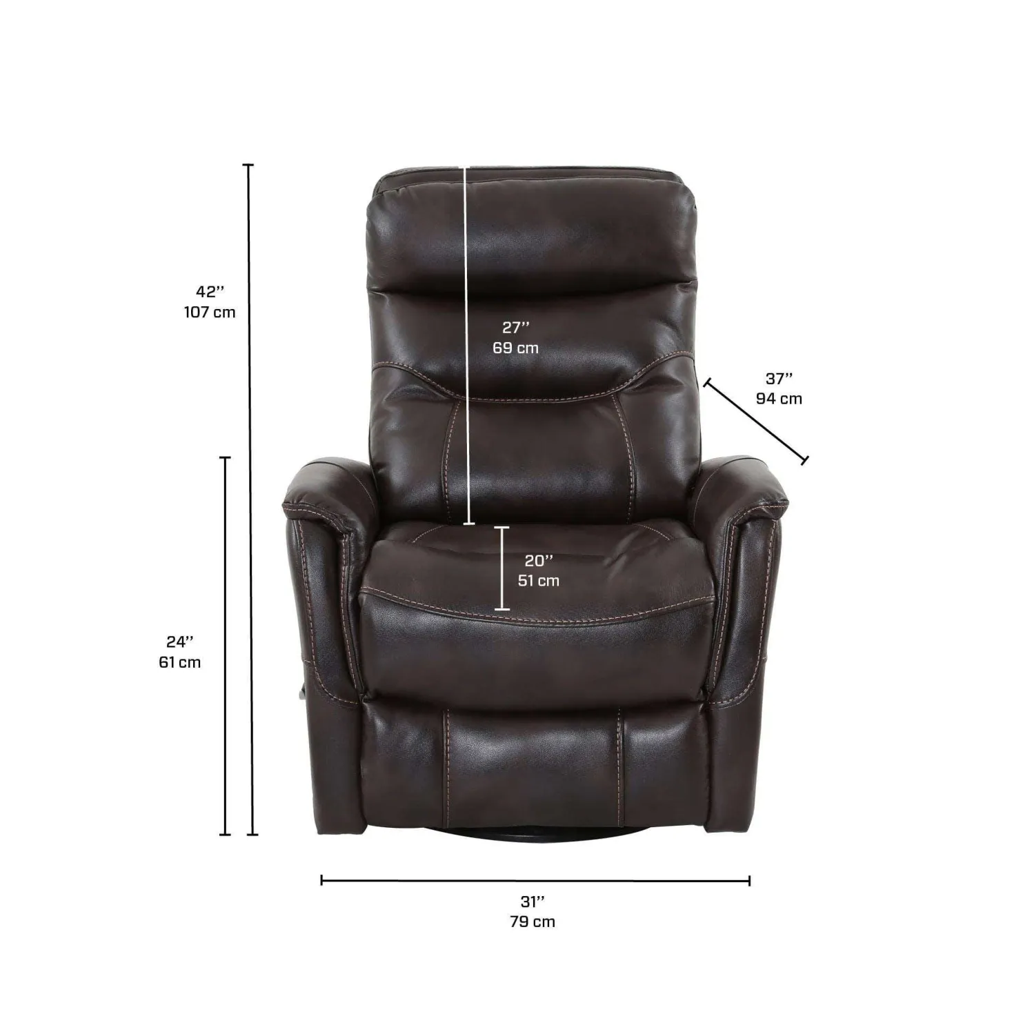 Fauteuil pivotant inclinable en cuir