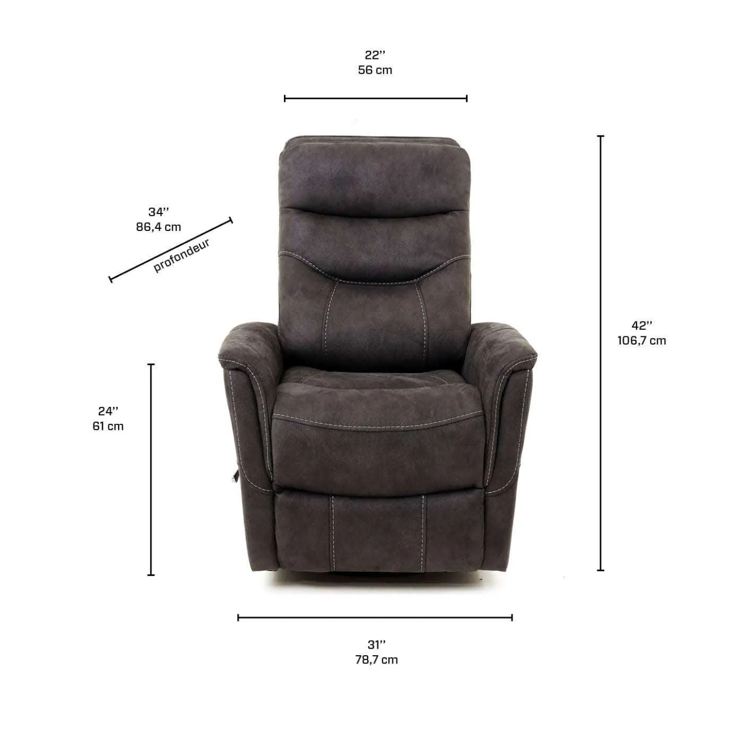 Fauteuil pivotant inclinable en tissu