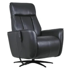 Fauteuil tout cuir électrique inclinable et pivotant 4 moteurs avec massage, haut-parleurs intégrés et lumières LED