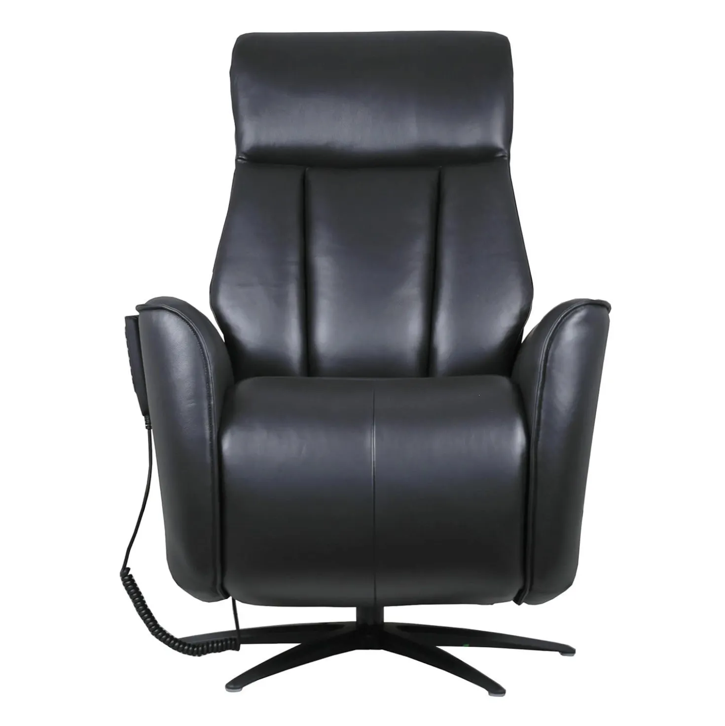 Fauteuil tout cuir électrique inclinable et pivotant 4 moteurs avec massage, haut-parleurs intégrés et lumières LED